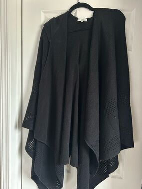 Calvin Klein Black Open-Front Knit Poncho